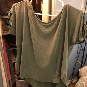 Olive green t-shirt with low v cut in the back